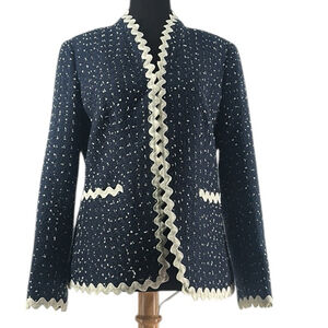 J.Crew Going-out blazer in navy spotted tweed preppy classic nautical sz 8